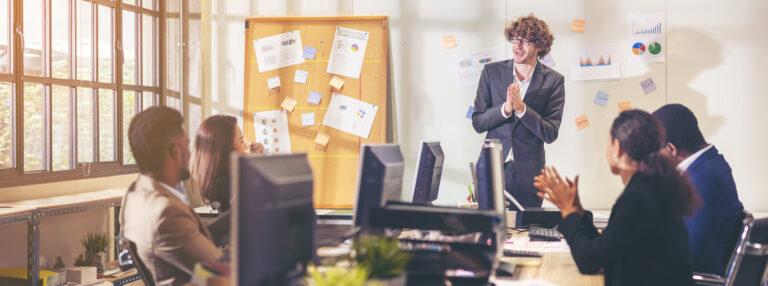 Multi-ethnic business team including Line Managers and office workers