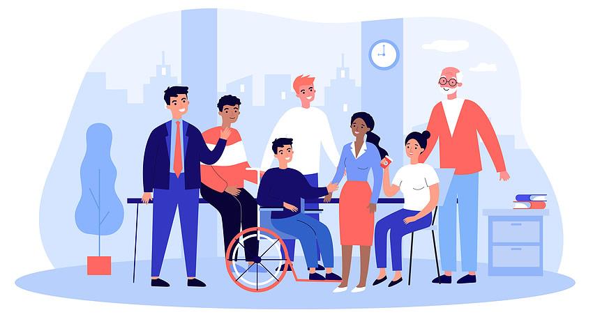 Embracing Inclusion - a diverse group of office employees